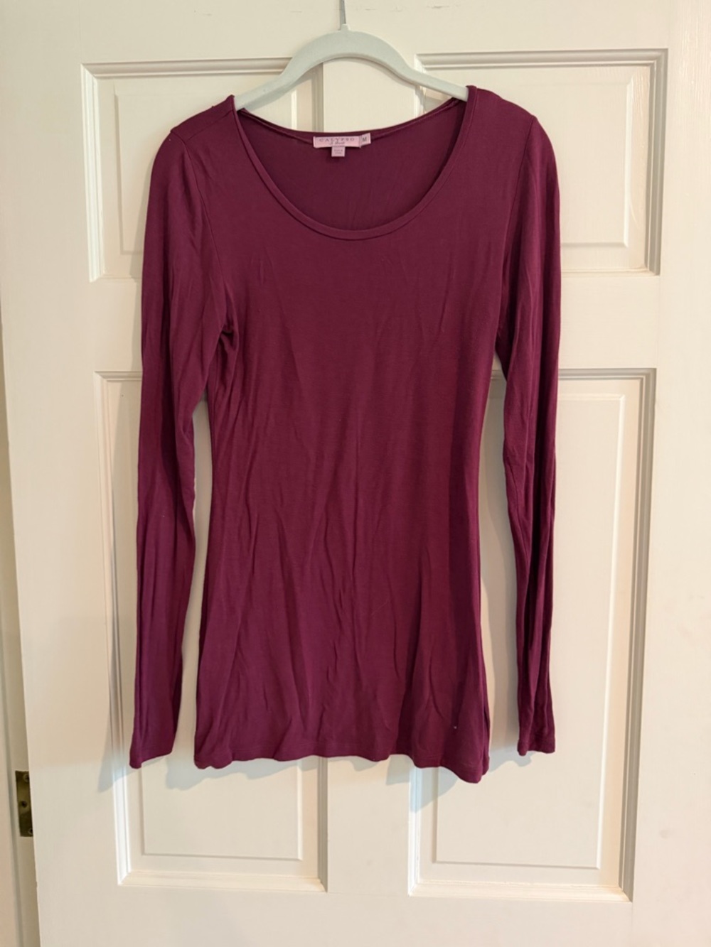 CALYPSO St Barth M Long Sleeve Scoop Neck Top - Berry